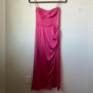 Reformation satin pink midi dress, size 2